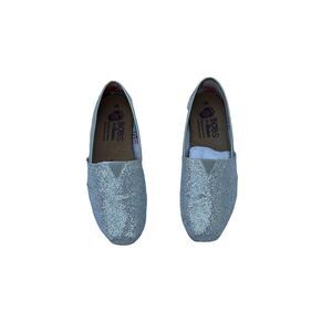 Bobs Silver Sparkle Square Flat Size 7W